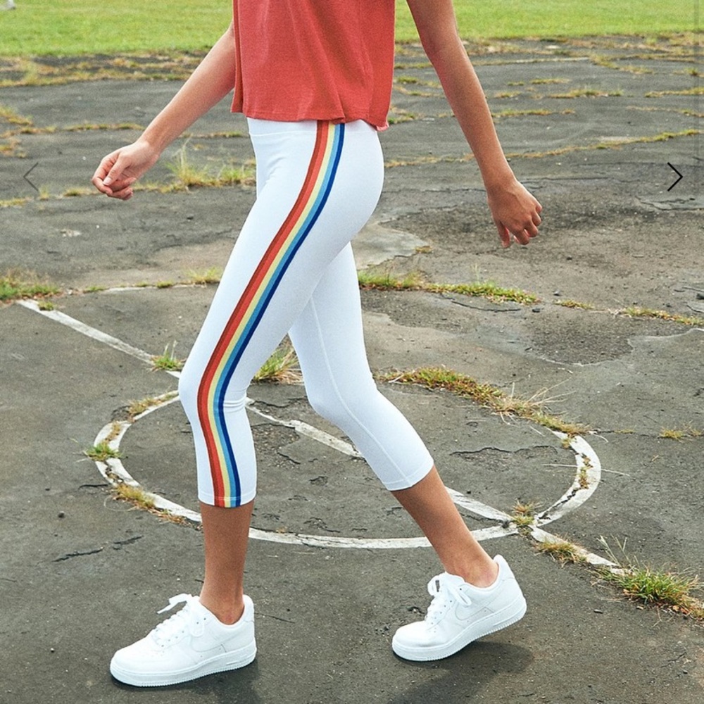 Spiritual Gangster Rainbow Stripe Track Tight Crop